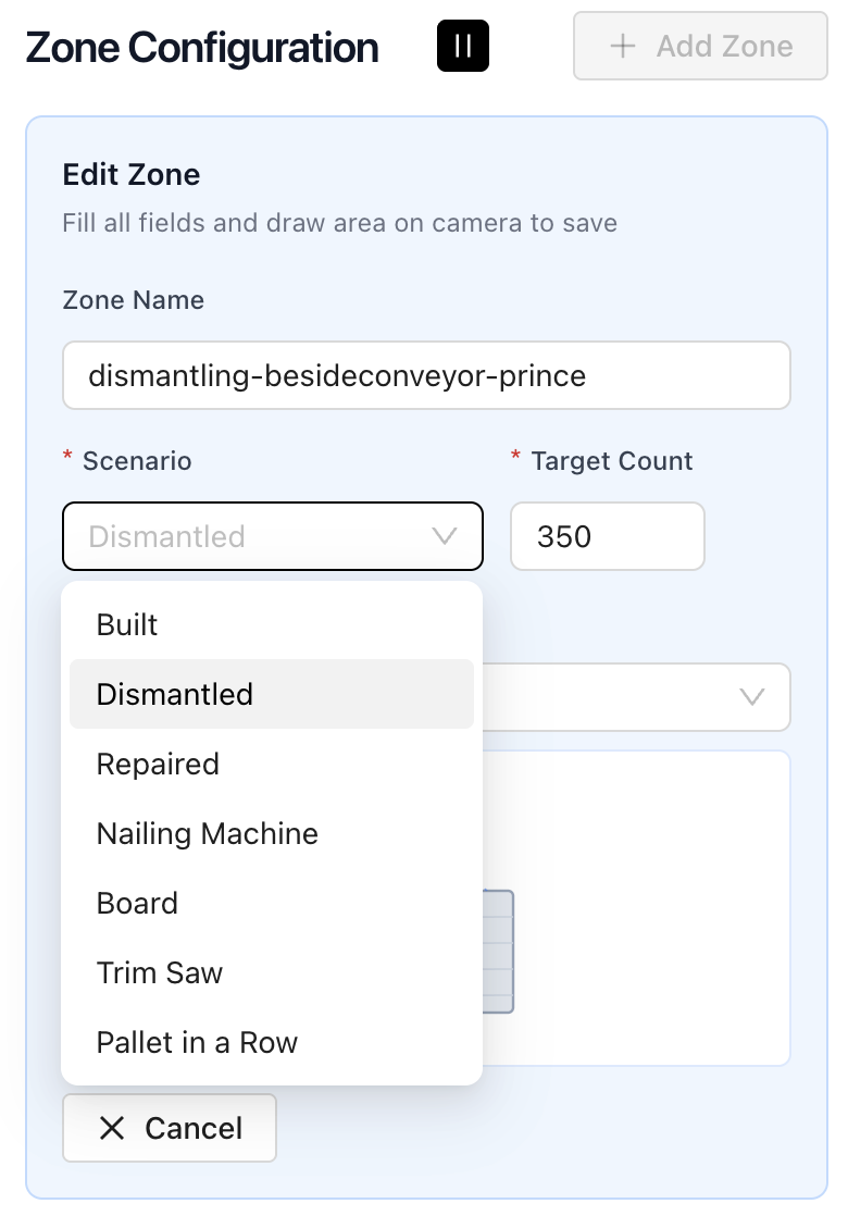 Zone Configuration — Select Scenario